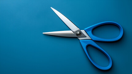 Scissors with a blue handle for tailors isolated, generative ai