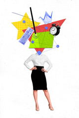 Composite collage image of formalwear office startup manager headless brainstorm idea motivation...