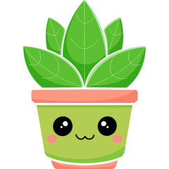 Plant in pot kawaii 