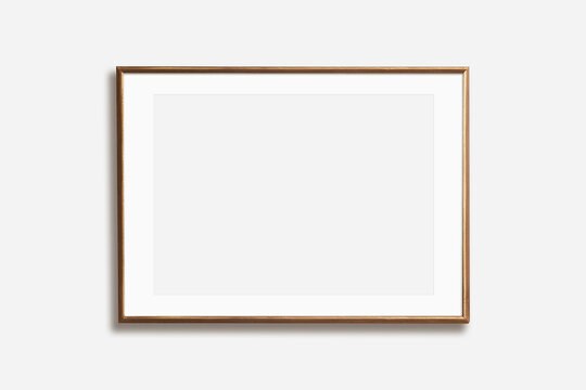 Thin horizontal vintage wooden frame with mat