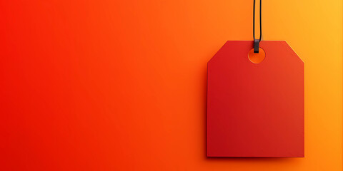blank price tag on red background