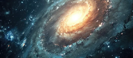 Rolgordijnen Realistic 5K visualization of a massive spiral galaxy, Milky Way, with a black hole in a science fiction style. © Emin