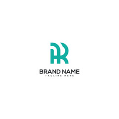 Minimal unique letter HR RH monogram logo design template. Initials Business logo.