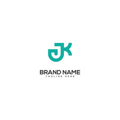 Obraz premium Minimal unique letter JK KJ monogram logo design template. Initials Business logo.