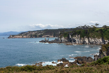 coast in the province of asturias with calm sea