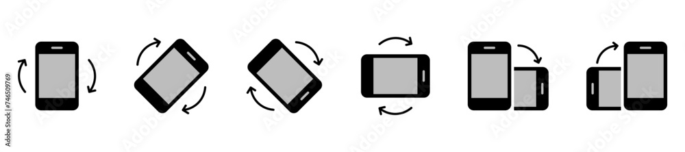 Leinwandbilder rotate smartphone icon. turn your mobile phone. device rotation symbol. rotate phone icon set vector