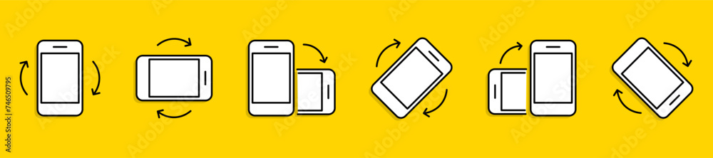 Fototapete rotate smartphone icon. turn your mobile phone. device rotation symbol. rotate phone icon set vector