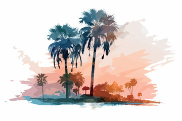 Fototapeta na wymiar Palm tree on white background illustration