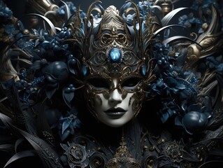 An enchanted masquerade ball where each mask reveals the true soul of its wearer held in a palace of dreams