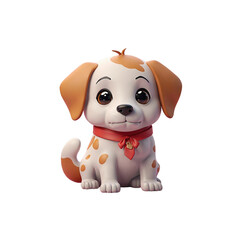 A Delightful 3D Illustration of an Adorable Puppy Companion in a Playful Cartoon Style with transparent background