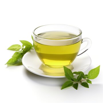 Green tea solated on white background