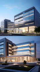 A Panoramic Overview of a Modern, Well-Managed HC Hospital with Busy Medical Staff