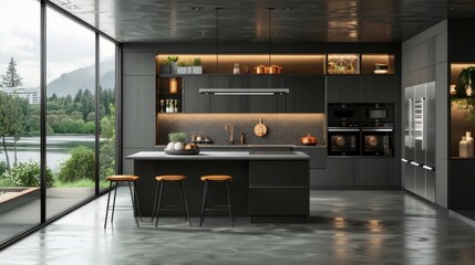Internet connected appliances in a modern kitchen - obrazy, fototapety, plakaty