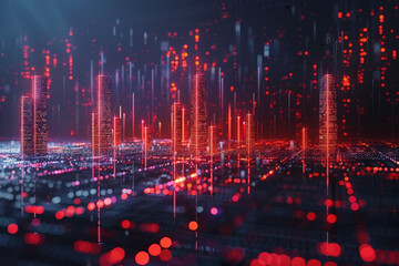 Stock market chart lines and financial graphs on technology abstract background, AI generated