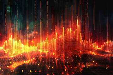 Stock market chart lines and financial graphs on technology abstract background, AI generated