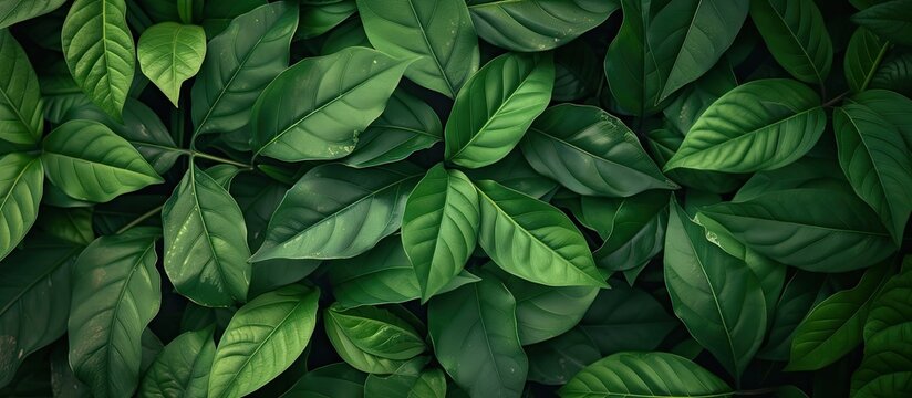 A detailed view of a lush green leafy plant showcasing its intricate textures and vibrant color against a fresh tropical background.