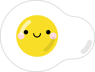 Cute smiling fried egg cartoon character icon
