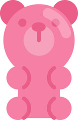 Pink gummy bear candy icon for kids