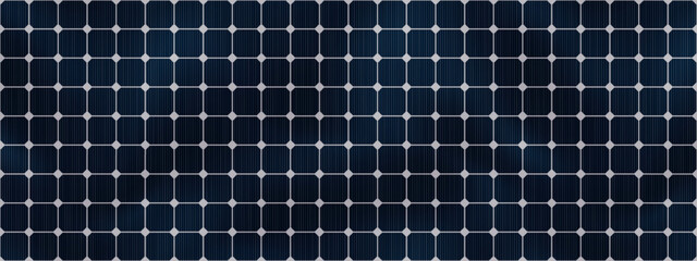 A photovoltaic mono crystalline solar panel seamless pattern. Energy saving technology. Alternative source of electricity generation. Vector illustration with texture © Kusandra