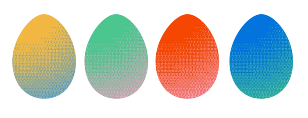 Foto op Plexiglas Easter eggs set in retro style. Easter celebration and pixel art concept. Elements for digital content, games, sticker, and web.  © Diana