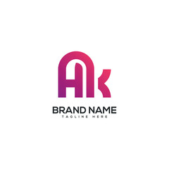 Modern colorful letter AK KA logo design vector element. Initials business logo.