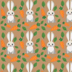 Vector children's illustration. Forest animals, hares and carrots. The pattern for printing.