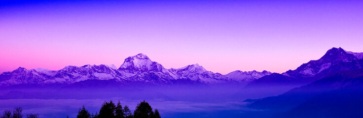 Dhaulagiri Range, Annapurna Range Sunrise, Poon Hill View Point, Ghorepani, Annapurna Conservation Area, Himalaya, Nepal, Asia