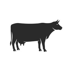 Cow logo. Cow silhouette for Emblem design. Simple Cow icon. Vector illustration