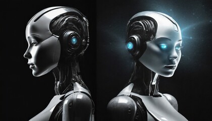 Naklejka premium android robot with futuristic