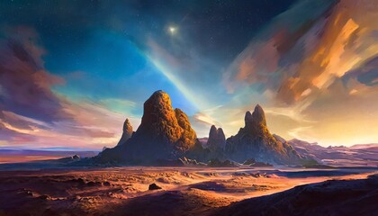 Naklejka premium sunset in the desert