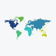 Fototapeta na wymiar World map vector, isolated on white background 