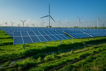 solar panels and turbines