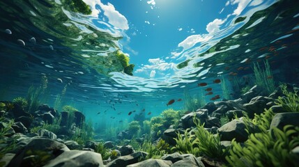 Fototapeta na wymiar Celebrating World Seagrass Day with vibrant underwater photography showcasing marine life ecosystem conservation and serene seagrass beauty
