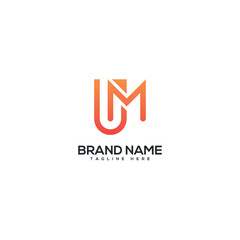 Modern colorful letter UM MU logo design vector template. Initials business logo.
