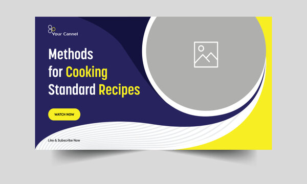 Daily cooking recipe advice and techniques vector illustration video thumbnail banner design, editable vector eps 10 file type, food review cover banner design
