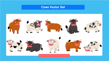 Cows Vector Set