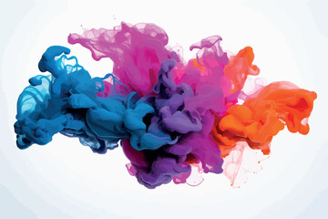 colorful rainbow holi paint color powder explosion isolated on white wide panorama background