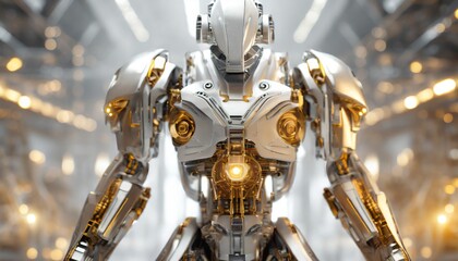 Fototapeta premium 3d render of a robot with a sign