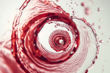 A vibrant red liquid that swirls and moves creating mesmerizing patterns and shapes as it flows around