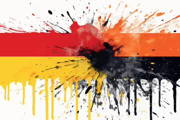 German flag in watercolor splash with support message vector design on white background