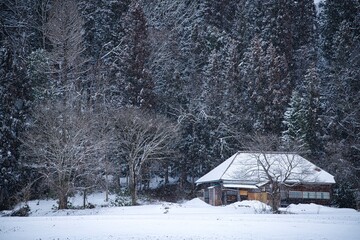 冬の檜枝岐村の風景