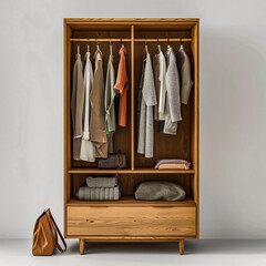 wardrobe with clothes