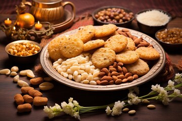 Obraz na płótnie Canvas Festival food snack sweet for Lohri Makar Sankranti Pongal Diwali harvest festival winter folk festival Punjab India