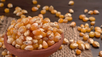 Raw Corn Seeds or Corn kernels are from Maize is a grain, and the kernels are used in cooking as a vegetable or a source of starch.