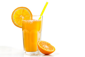 Fototapeta premium Orange juice glass isolated on white background