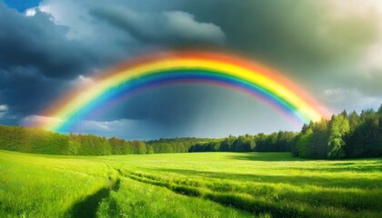 rainbow over green field