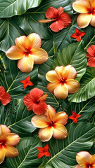 Exotic flower of paradise, their plumage a radical fantasia against the colorful backdrop