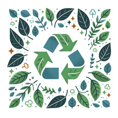 Recycling symbol made of leaves