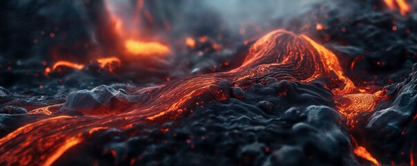 Close-up smooth lava flow abstract wallpaper. Red hot flowing lava texture background. iPhone wallpaper