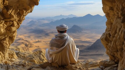 Fototapeta na wymiar Arab Man Desert View